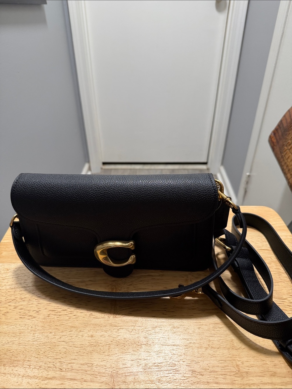 Coach Black Pebbled leather Tabby 26